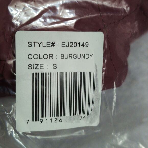 NWT Eden Society Burgundy Quilted Hooded Parka Jacket Drawstring Size S - Picture 11 of 12